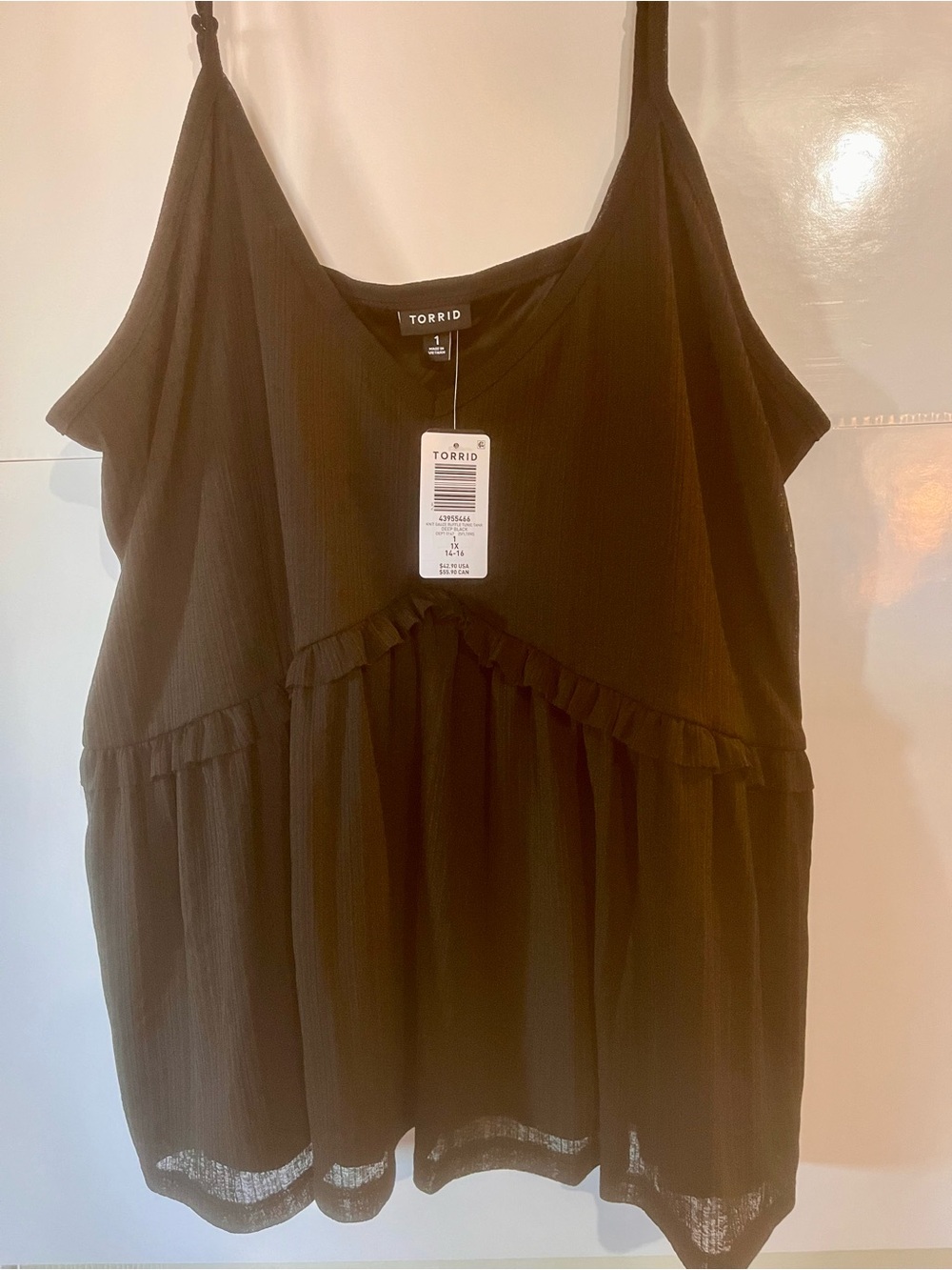 torrid Black Ruffle-Tiered Camisole Tank